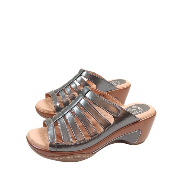 White Mountain Valencia Sandals Womens 9 Pewter Comfort Platform Mule Slides New - Picture 3 of 6